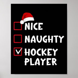 Nice Naughty Hockey Player Liste Weihnachten Weihn Poster