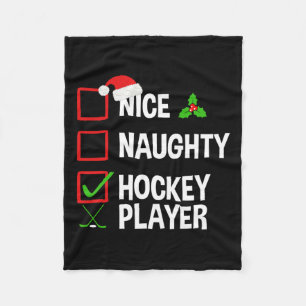 Nice Naughty Hockey Player Weihnachten Weihnachten Fleecedecke