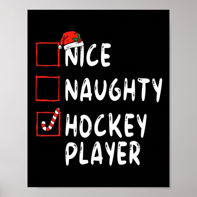 Nice Naughty Hockey Player Weihnachtsjunge Weihnac Poster (Vorne)