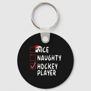 Nice Naughty Hockey Player Weihnachtsmann Schlüsselanhänger