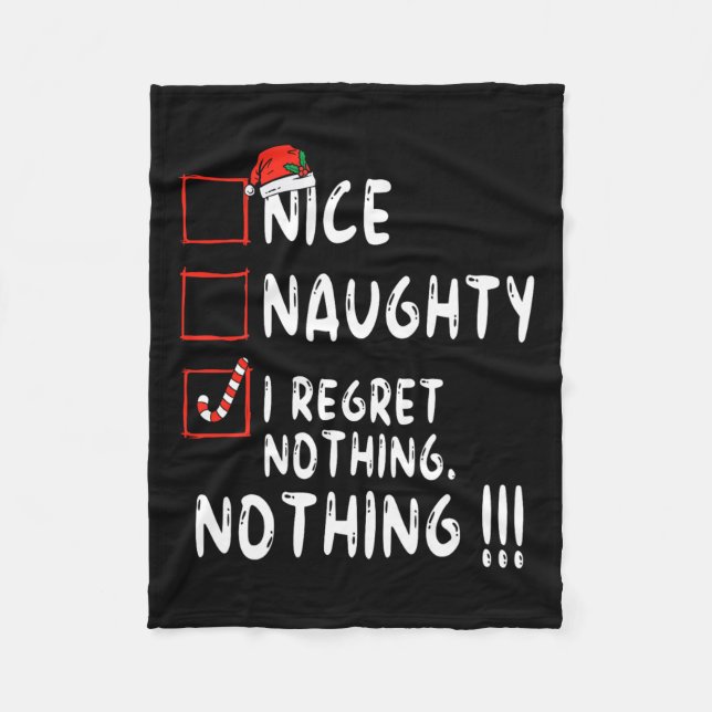 Nice Naughty I bedaure Nothing Christmas List Sant Fleecedecke (Vorderseite)