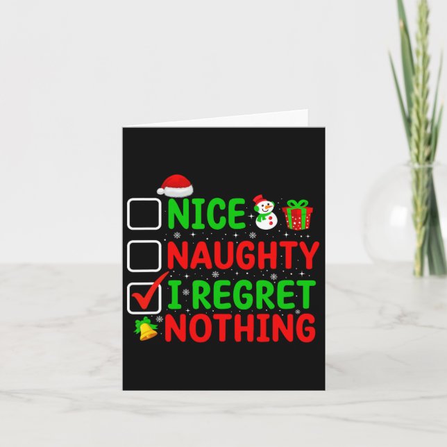 Nice Naughty I bedaure Nothing Funny Xmas Familie  Karte (Vorderseite)