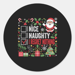 Nice Naughty I Bedret Nothing Funny Christmas Sant Runder Aufkleber