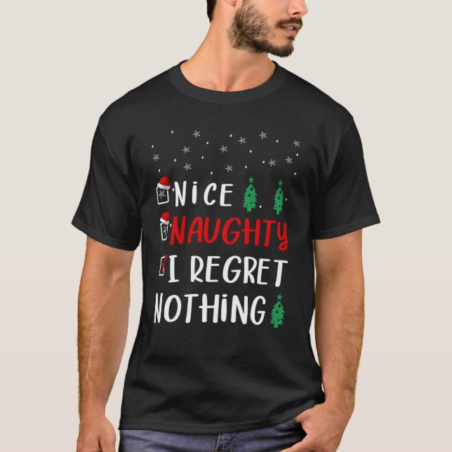 Nice Naughty I Bedret Nothing Santa Christmas Lis T-Shirt (Vorderseite)