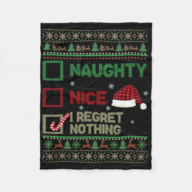 Nice Naughty I Bedret Nothing Ugly Sweater Christm Fleecedecke (Vorderseite)