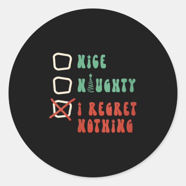 Nice Naughty I Swear I Tried V-neck  Runder Aufkleber (Vorderseite)