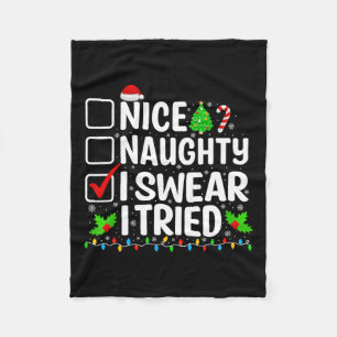 Nice Naughty I Sweet I Tried Xmas Teens Boys Men C Fleecedecke