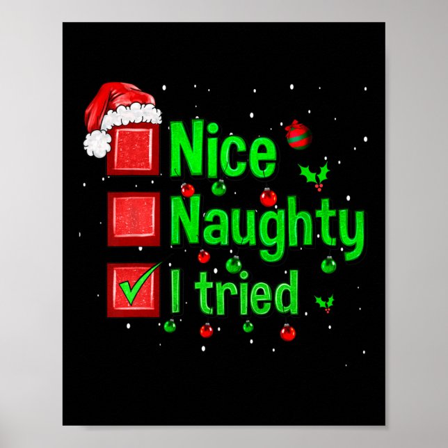 Nice Naughty I Tried Funny Christmas Familie Match Poster (Vorne)