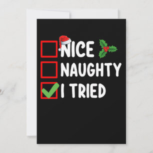 Nice Naughty I Triest Santa Weihnachtsliste Urlaub Einladung