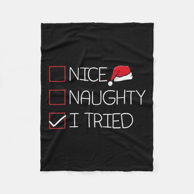 Nice Naughty I Triest Weihnachten Pajama Funny Spa Fleecedecke (Vorderseite)