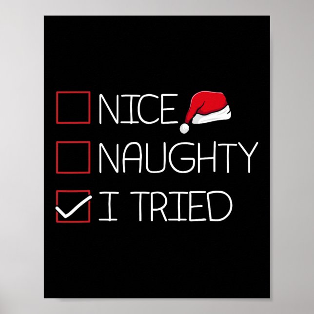 Nice Naughty I Triest Weihnachten Pajama Funny Spa Poster (Vorne)