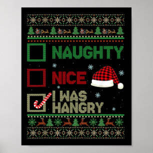 Nice Naughty Ich war hanghaft Ugly Sweater Christm Poster
