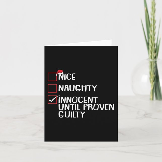 Nice Naughty Innocent bis Proven Guilty Christma Karte (Vorderseite)