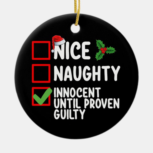 Nice Naughty Innocent bis Proven Guilty Christma Keramik Ornament (Vorne)