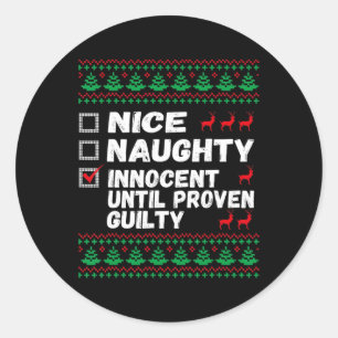 Nice Naughty Innocent bis Proven Guilty Christma Runder Aufkleber