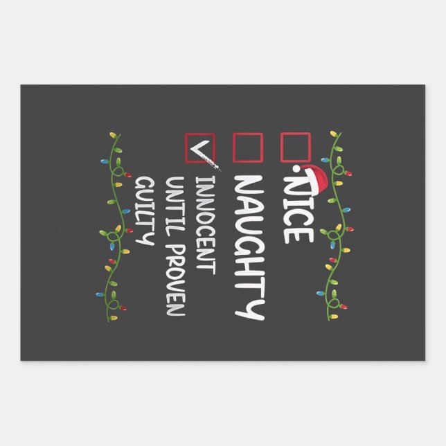 Nice naughty Innocent bis Proven Guilty Xmas Geschenkpapier Set (Vorderseite)