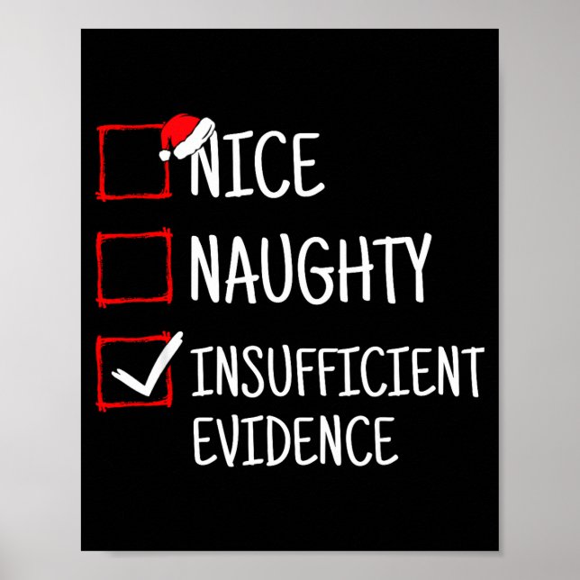 Nice Naughty Insufficient Evidence Funny Christmas Poster (Vorne)