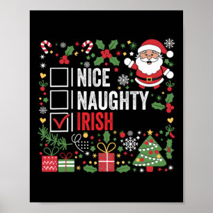 Nice Naughty Irish Christmas Santa Claus Irland Poster