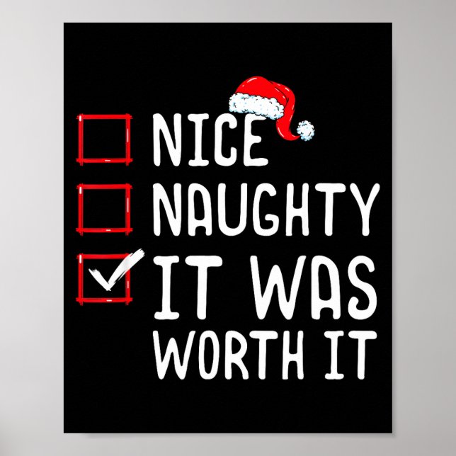 Nice Naughty It Was Worth It Christmas List  Poster (Vorne)