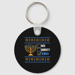 Nice Naughty Jewish Ugly Hanukkah - Hanukkah Schlüsselanhänger