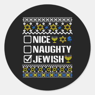 Nice Naughty jüdischen Hanukkah Chanukah jüdischen Runder Aufkleber
