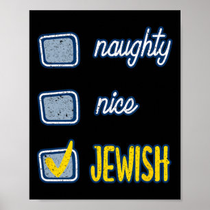 Nice Naughty jüdischen Ugly Hanukkah Sweater Chanu Poster