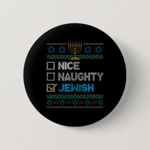 Nice Naughty jüdischen Ugy Weihnachten Sweater Fun Button