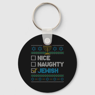 Nice Naughty jüdischen Ugy Weihnachten Sweater Fun Schlüsselanhänger