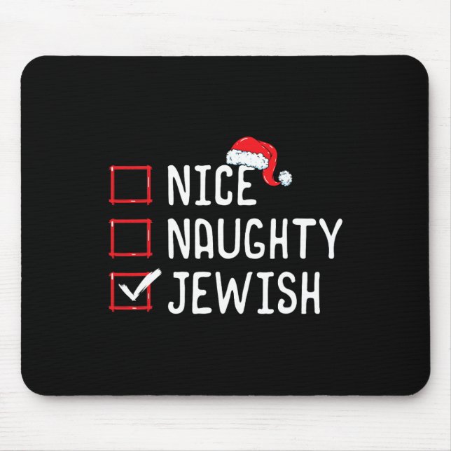 Nice Naughty jüdischen Weihnachtsliste Mousepad (Vorne)