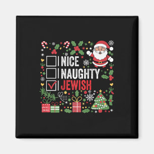 Nice Naughty Juwish Funny Weihnachten Weihnachtsma Magnet