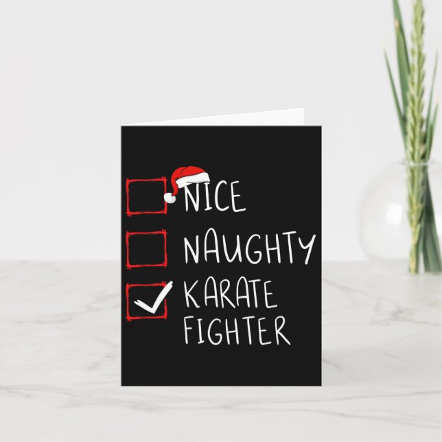 Nice Naughty Karate Fighter List Weihnachten Weihn Karte (Vorderseite)