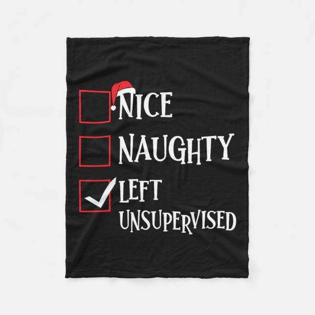 Nice Naughty Left Unsupervised Christmas List Sant Fleecedecke (Vorderseite)
