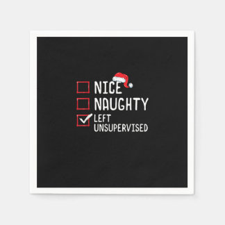 Nice Naughty Left Unsupervised Christmas List   Serviette