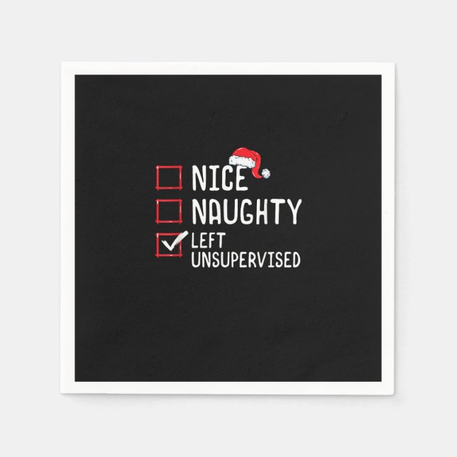 Nice Naughty Left Unsupervised Christmas List   Serviette (Vorderseite)