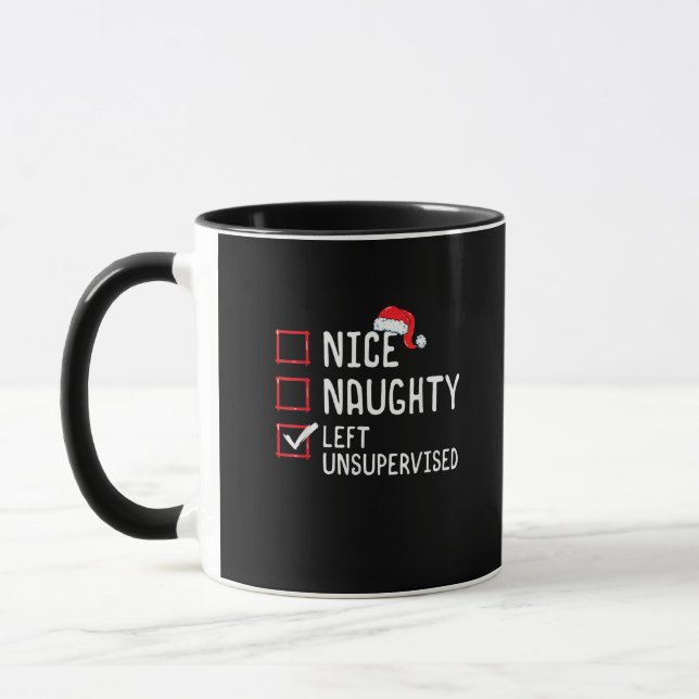 Nice Naughty Left Unsupervised Christmas List  Tasse (Links)