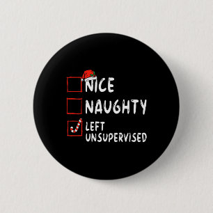 Nice Naughty Links unbeaufsichtigt Weihnachtsliste Button