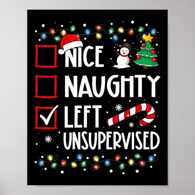 Nice Naughty Links unbeaufsichtigt Weihnachtsliste Poster (Vorne)