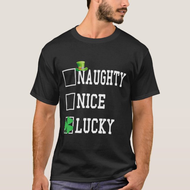 Nice Naughty Lucky St Patricks Day Kleeblatt Women T-Shirt (Vorderseite)