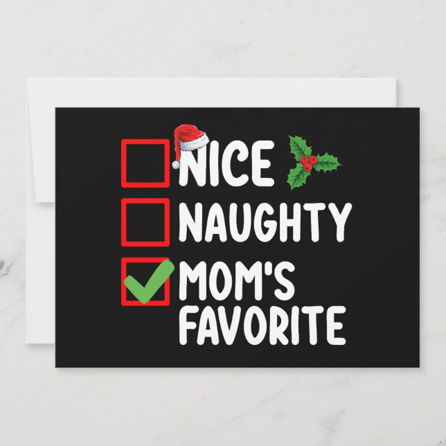 Nice Naughty Mama Lieblingsweihnachtsfamilie Einladung (Vorderseite)