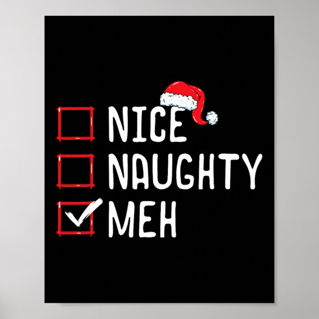 Nice Naughty Meh Weihnachtsliste Poster (Vorne)