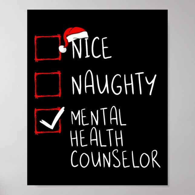 Nice Naughty Mental Health Counselor Weihnachten Poster (Vorne)