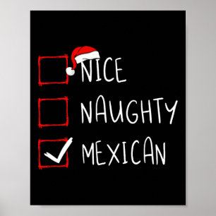 Nice Naughty Mexican Christmas Mexico Heritage Roo Poster