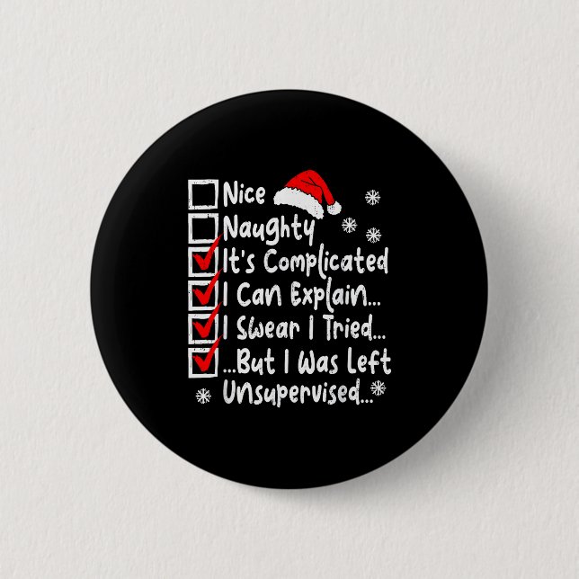 Nice Naughty Multi Checklist Funny Christmas List  Button (Vorderseite)