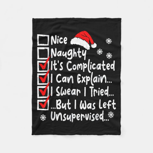 Nice Naughty Multi Checklist Funny Christmas List  Fleecedecke (Vorderseite)
