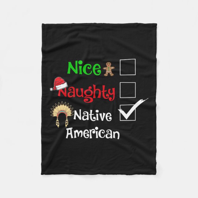 Nice Naughty Native American Santa Christmas Pyjam Fleecedecke (Vorderseite)