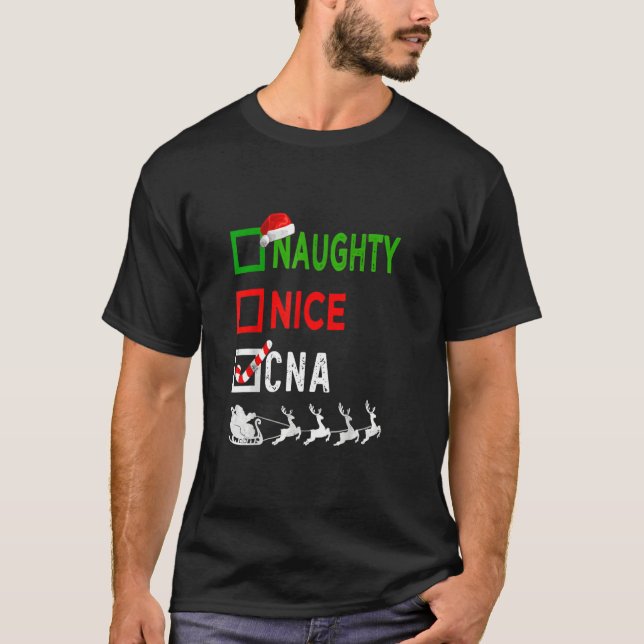 Nice Naughty Nurse CNA Nurse Weihnachtsmannmütze C T-Shirt (Vorderseite)