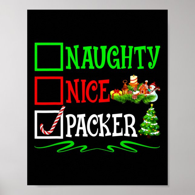 Nice Naughty Packer Weihnachtsliste Poster (Vorne)