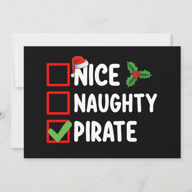 Nice Naughty Pirate Familie Matching Weihnachtslis Einladung (Vorderseite)