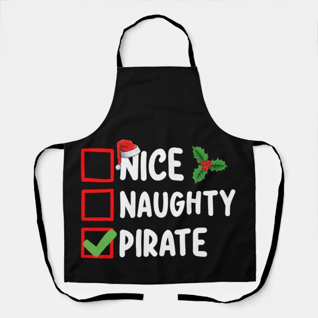 Nice Naughty Pirate Familie Matching Weihnachtslis Schürze (Vorderseite)