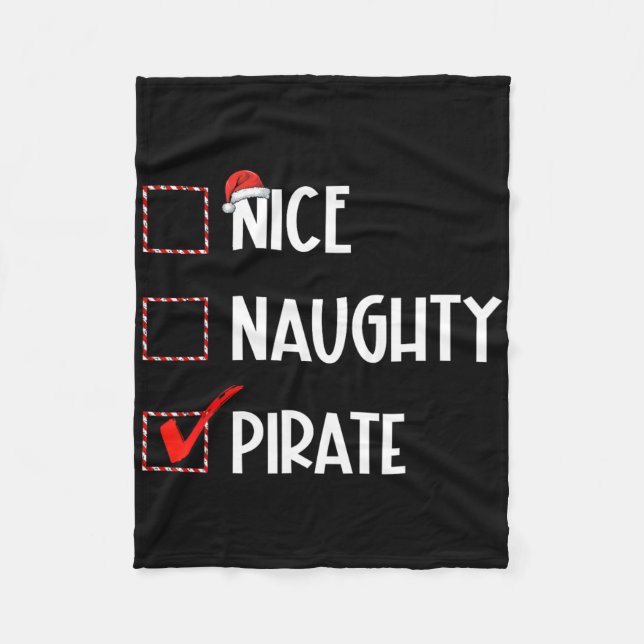 Nice Naughty Pirate Weihnachtsmann Fleecedecke (Vorderseite)